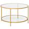 Camber Elite 28" Wide Clear Glass Gold Round Coffee Table
