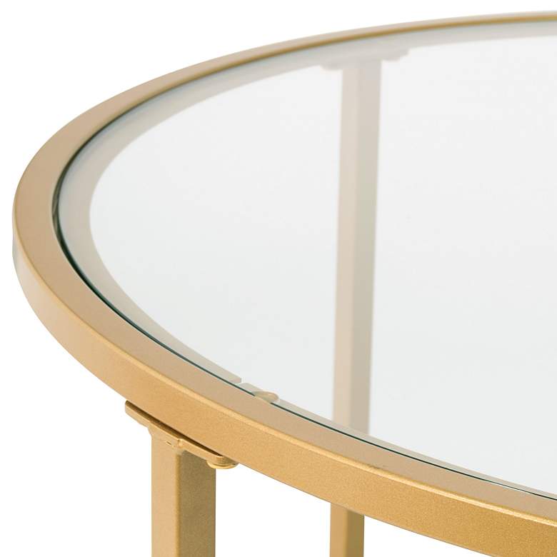 Image 3 Camber Elite 28" Wide Clear Glass Gold Round Coffee Table more views