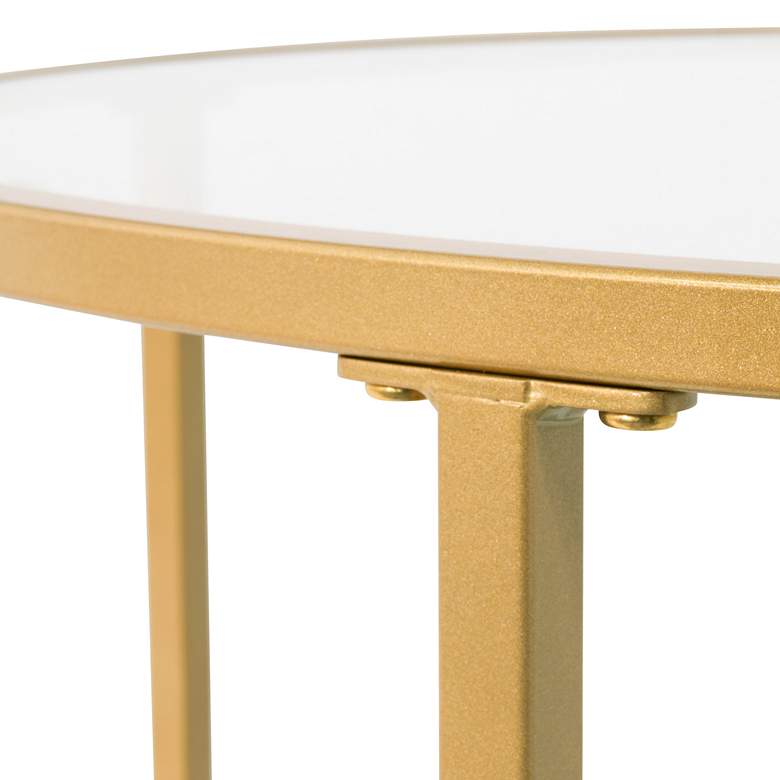 Image 4 Camber Elite 28 inch Wide Clear Glass Gold Round Coffee Table more views