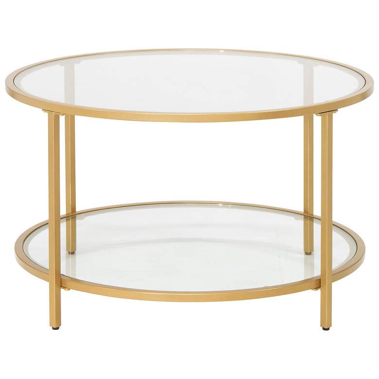 Image 5 Camber Elite 28 inch Wide Clear Glass Gold Round Coffee Table more views