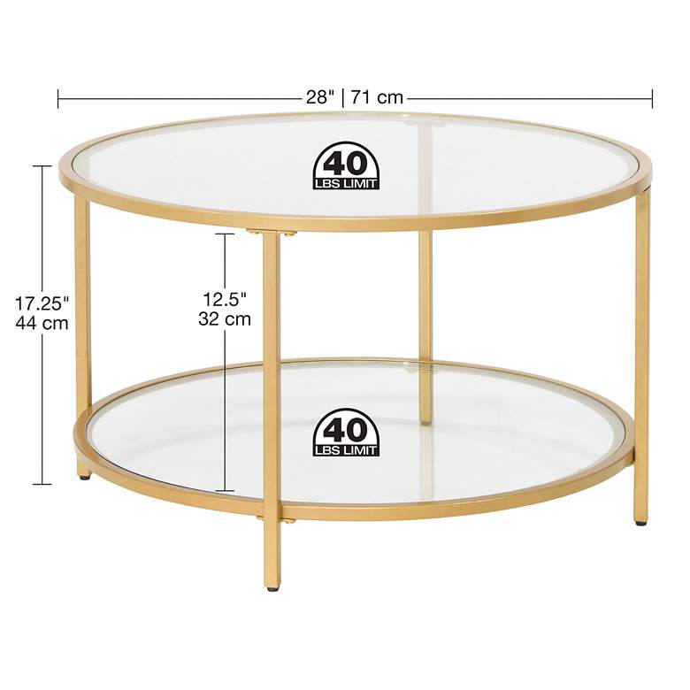 Image 6 Camber Elite 28" Wide Clear Glass Gold Round Coffee Table more views