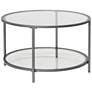 1_Camber Elite 28" Wide Clear Glass Pewter Gray Round Coffee Table
