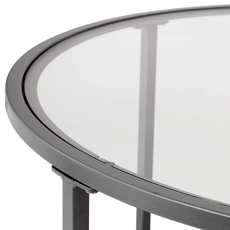 Image 2 Camber Elite 28"W Clear Glass Pewter Gray Round Coffee Table more views