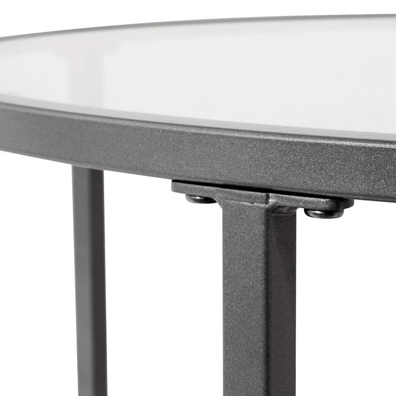 Image 3 Camber Elite 28"W Clear Glass Pewter Gray Round Coffee Table more views