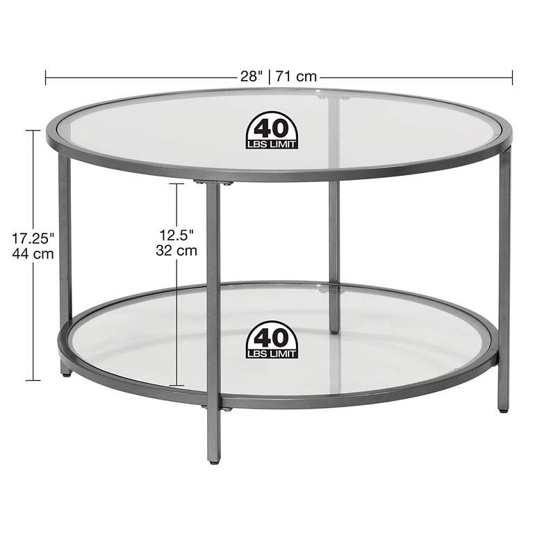 Image 5 Camber Elite 28"W Clear Glass Pewter Gray Round Coffee Table more views