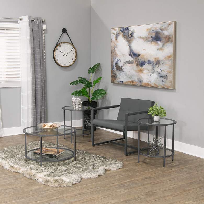 Image 6 Camber Elite 28"W Clear Glass Pewter Gray Round Coffee Table more views