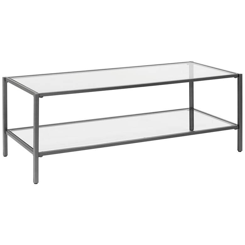 Image 2 Camber Elite 45 1/2"W Clear Glass Pewter Gray Coffee Table