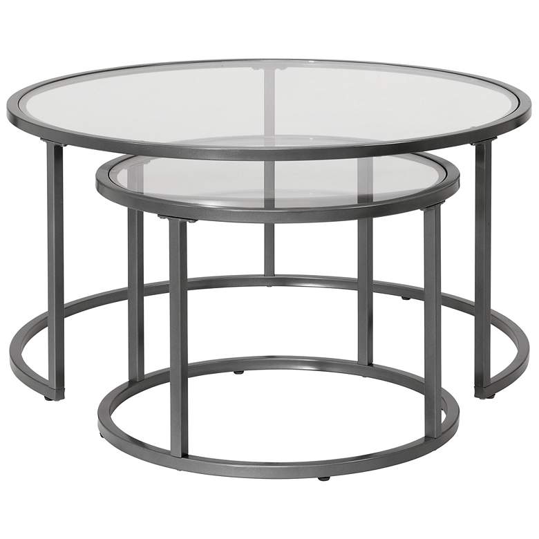 Image 5 Camber Elite Pewter Gray Steel Nesting Coffee Tables Set of 2 more views