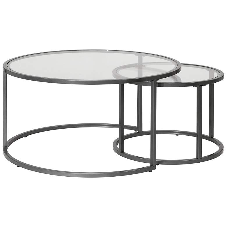 Image 6 Camber Elite Pewter Gray Steel Nesting Coffee Tables Set of 2 more views
