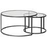 Camber Elite Pewter Gray Steel Nesting Coffee Tables Set of 2 in scene