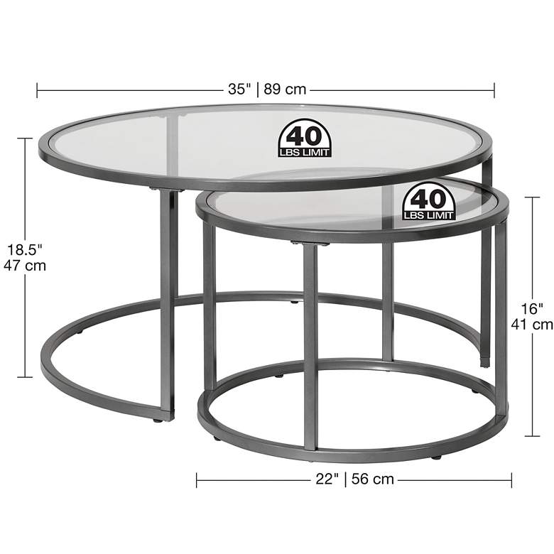Image 7 Camber Elite Pewter Gray Steel Nesting Coffee Tables Set of 2 more views