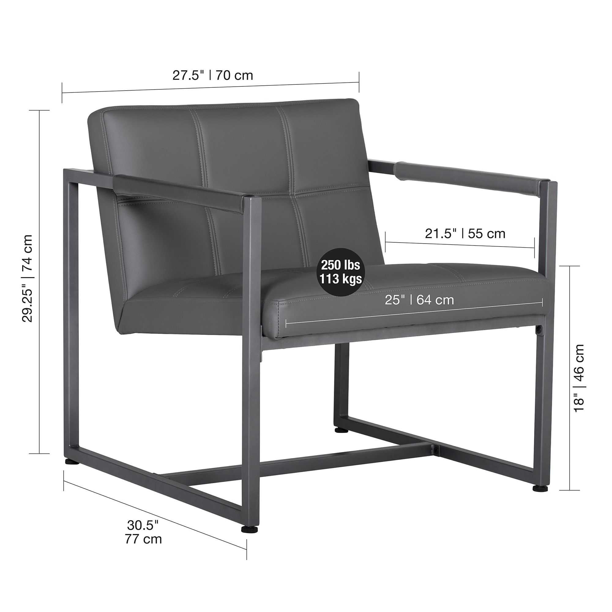 Camber Smoke Blended Leather Accent Chair