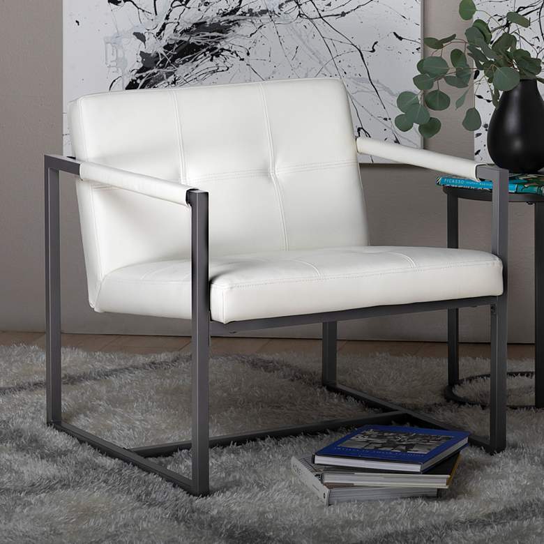 Image 1 Camber White Blended Leather Accent Chair