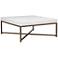 Camber White Leather and Bronze Steel Tufted Square Ottoman