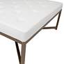 Camber White Leather and Bronze Steel Tufted Square Ottoman
