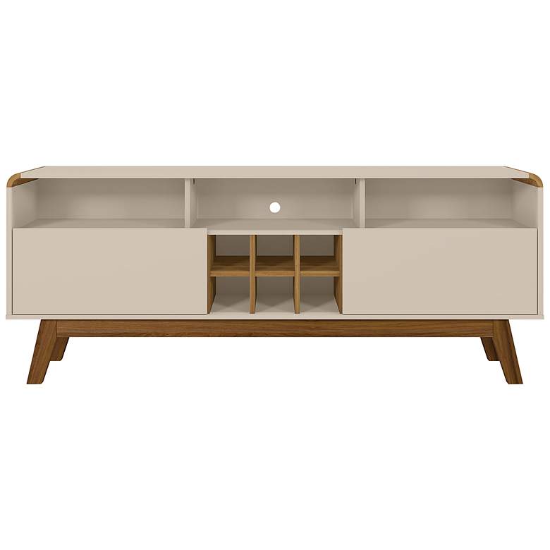 Image 2 Camberly 63 inch Wide Off-White Cinnamon Wood 5-Shelf TV Stand