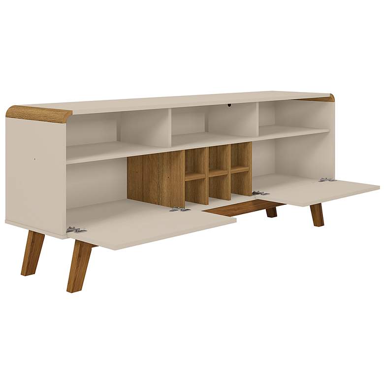 Image 3 Camberly 63 inch Wide Off-White Cinnamon Wood 5-Shelf TV Stand more views