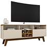 Camberly 63" Wide Off-White Cinnamon Wood 5-Shelf TV Stand