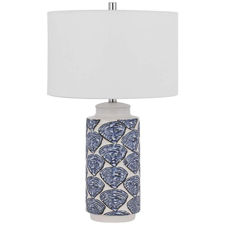 Image 2 Cambiago Blue and Milky Ivory Seashell Ceramic Table Lamp