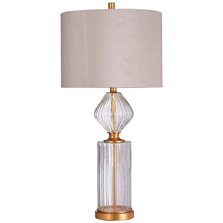 Image 1 Camborne Clear Ribbed Glass and Antiqued Gold Table Lamp