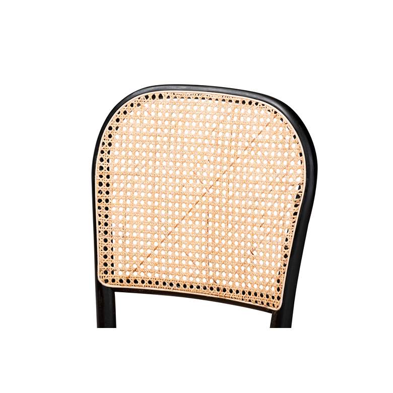 Image 3 Cambree Beige Woven Rattan Black Wood Dining Chairs Set of 2 more views
