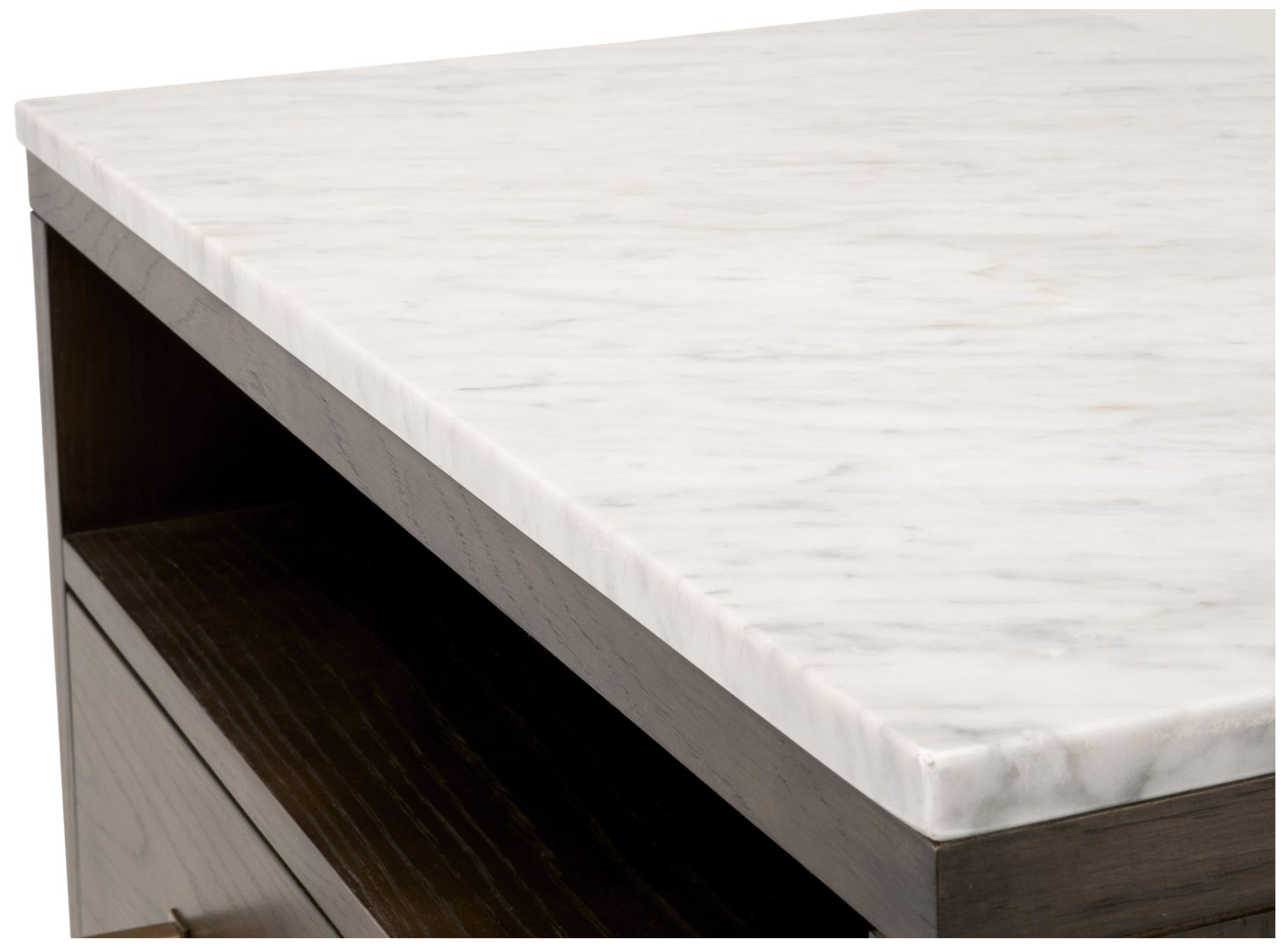 Image 5 Cambria 2-Drawer Nightstand, Dutch Brown Oak, Bianco Marble more views