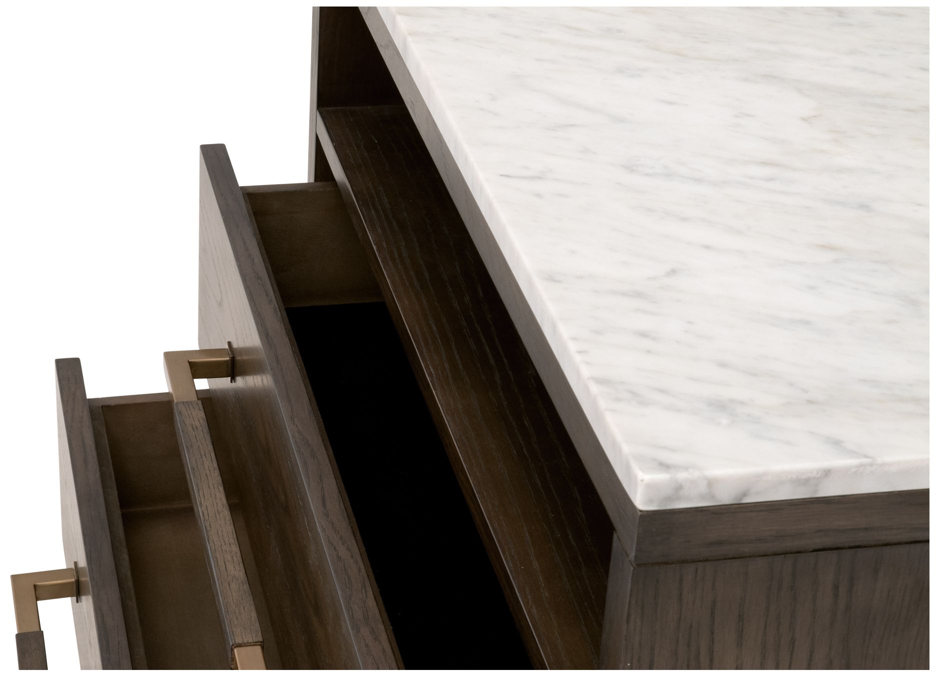 Image 6 Cambria 2-Drawer Nightstand, Dutch Brown Oak, Bianco Marble more views