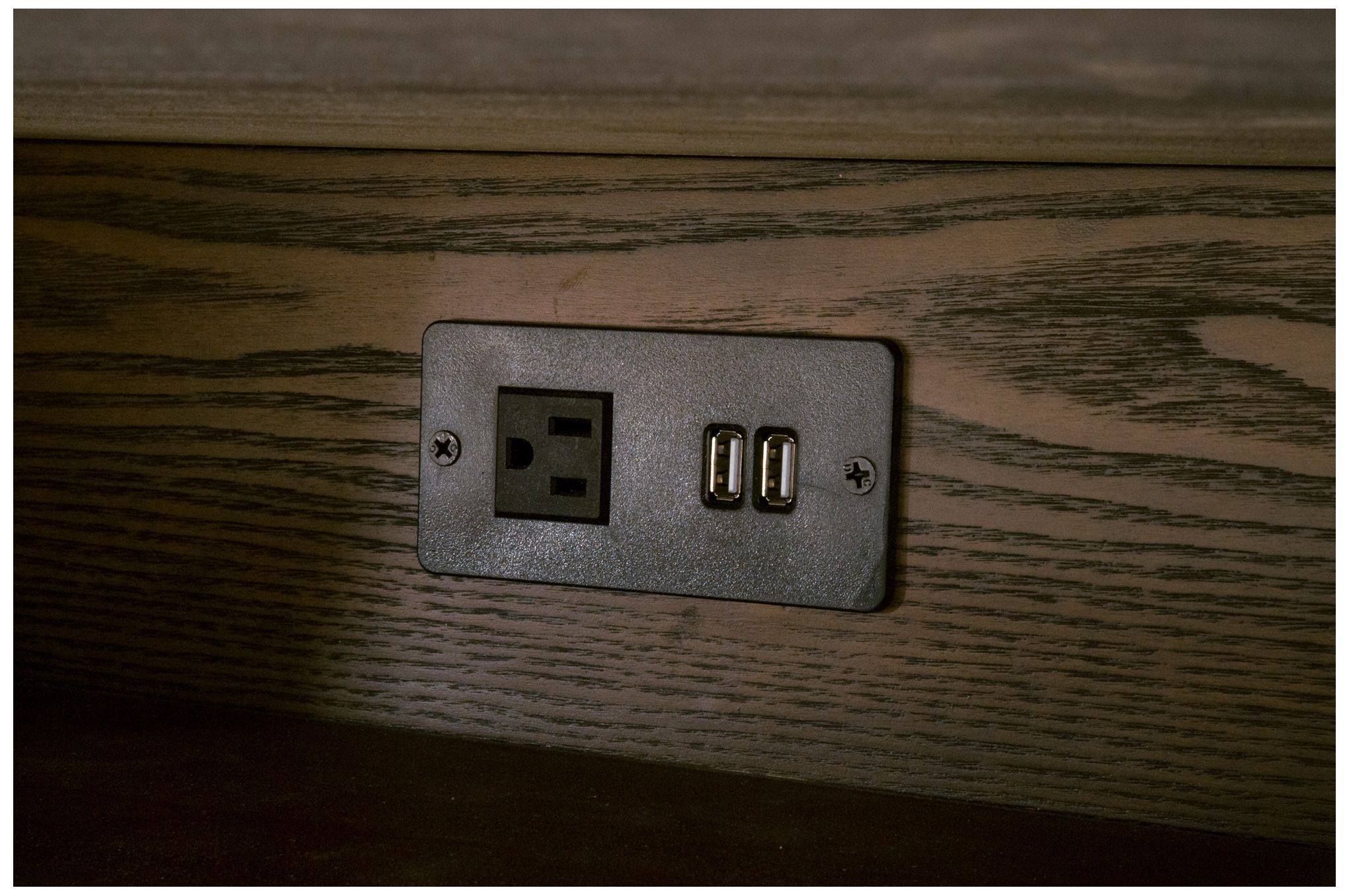 Cambria 2-Drawer Nightstand, Dutch Brown Oak, Bianco Marble