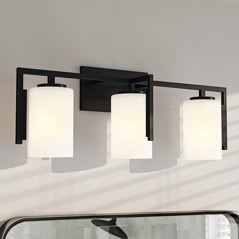 Image 1 Cambria 24" Wide Matte Black Metal 3-Light Vanity Bath Light