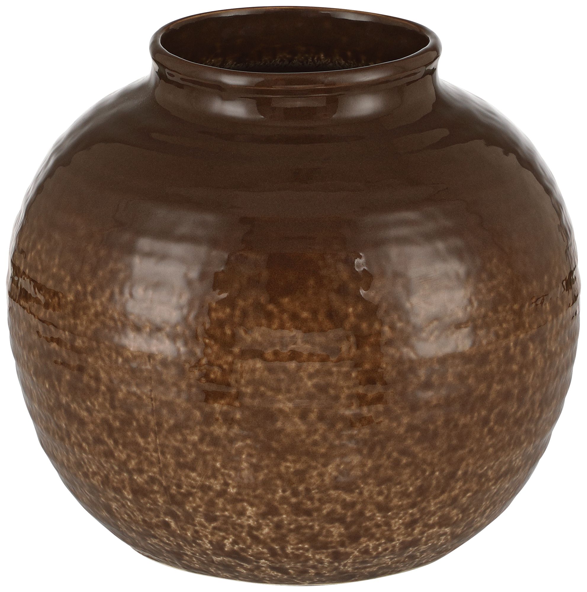 Image 6 Cambria 8 1/4" High Glossy Brown Hand-Finished Ceramic Vase more views