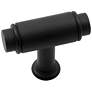 Cambria Black 1 3/4" Wide Cylinder T-Bar Small Cabinet Knob