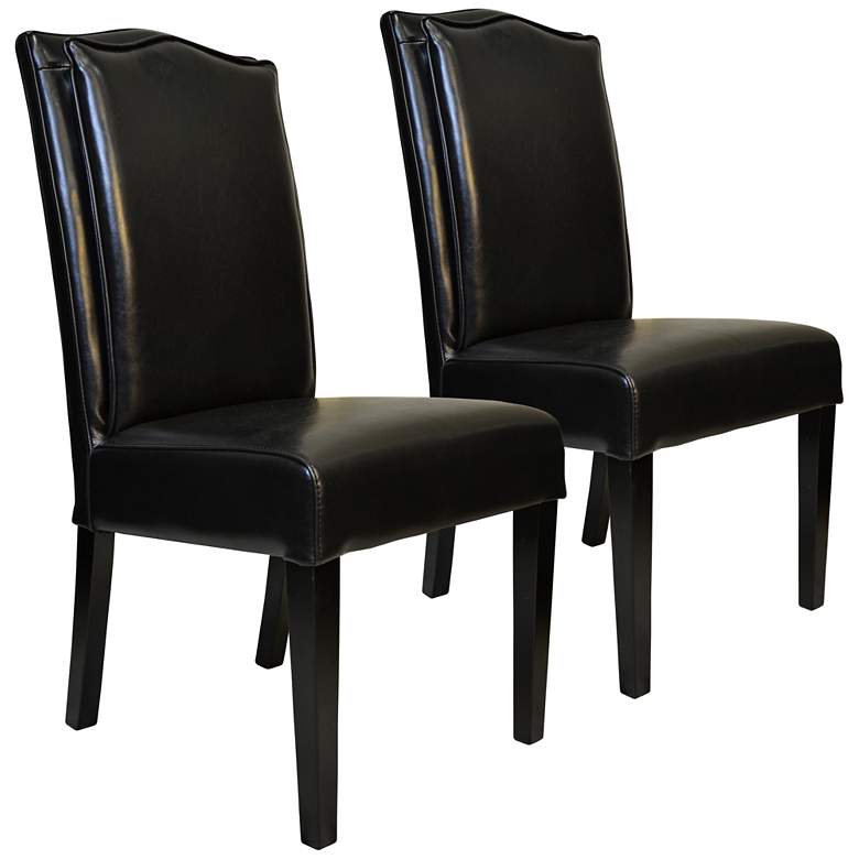 Image 1 Cambria Black Bonded Leather Pillow-Back Chair Set of 2