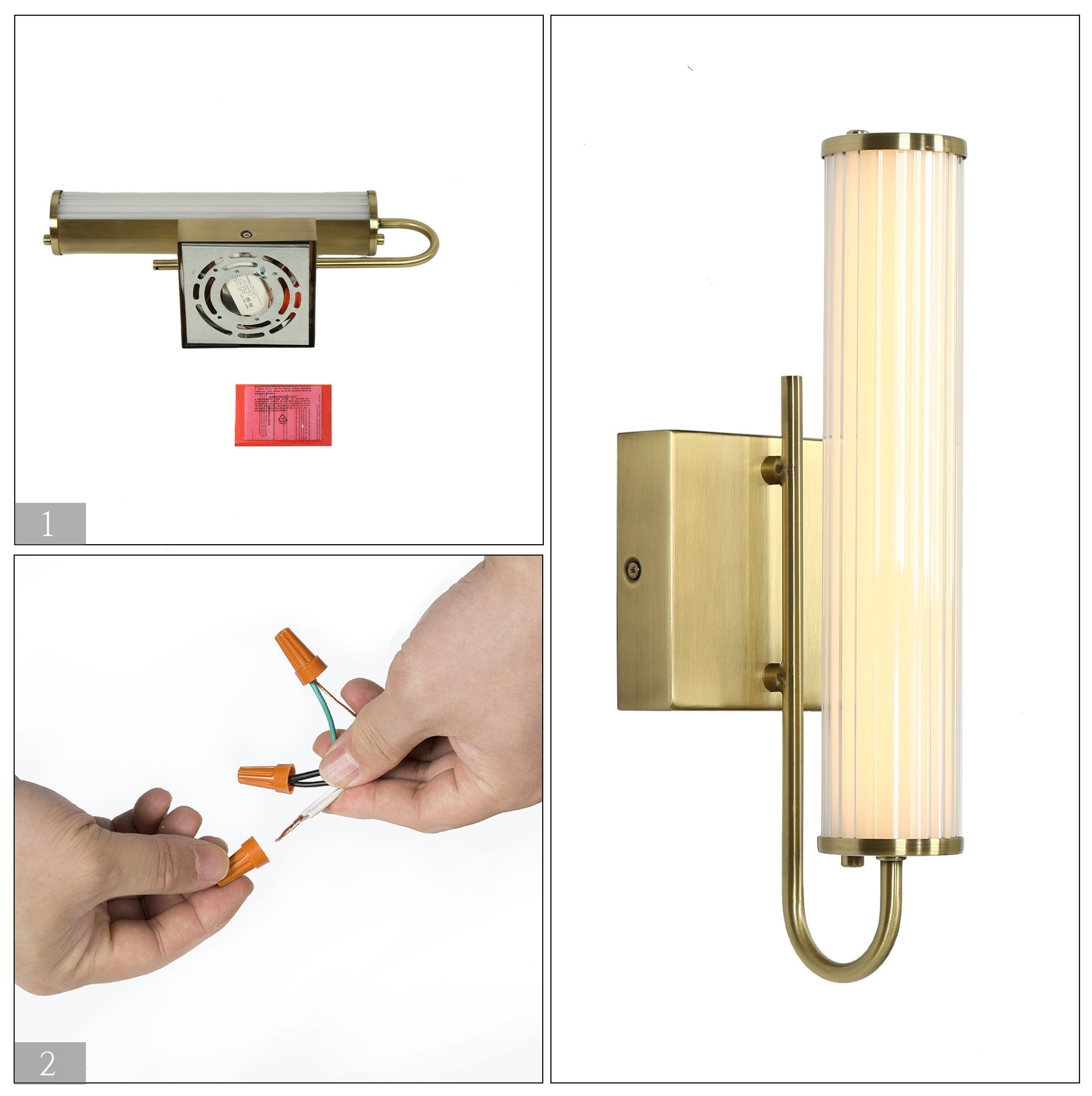 Thumbnail4 of Cambria Modern Brass 14.2" Integrated LED Bathroom Wall Sconce Light more views