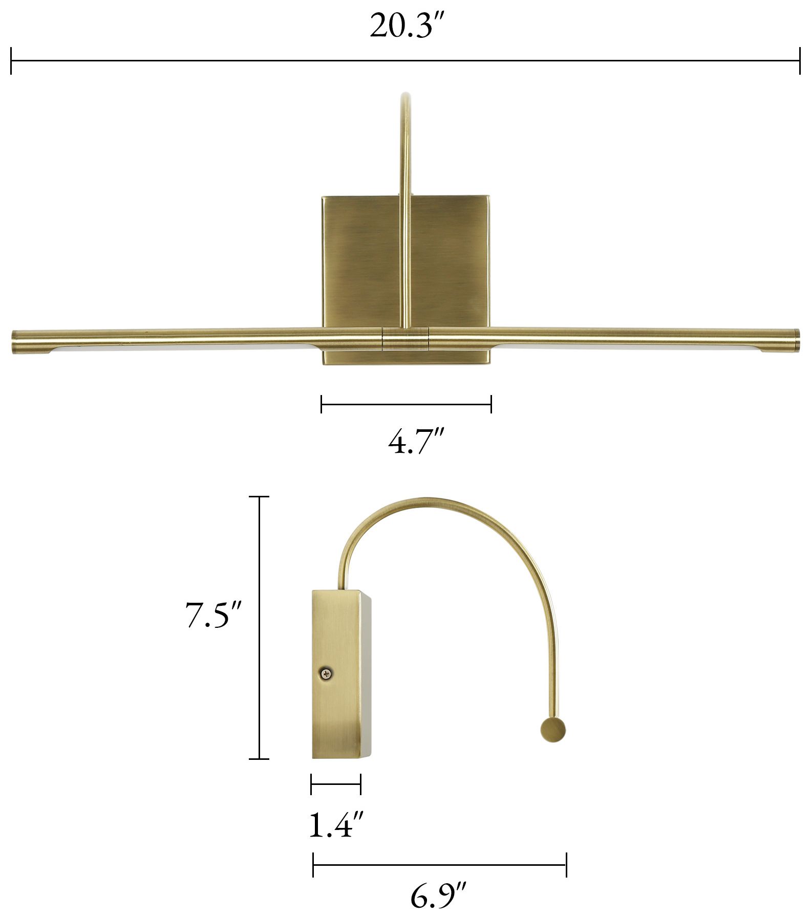Thumbnail2 of Cambria Modern Brass 20.3" Integrated LED Picture Light Wall Sconce more views
