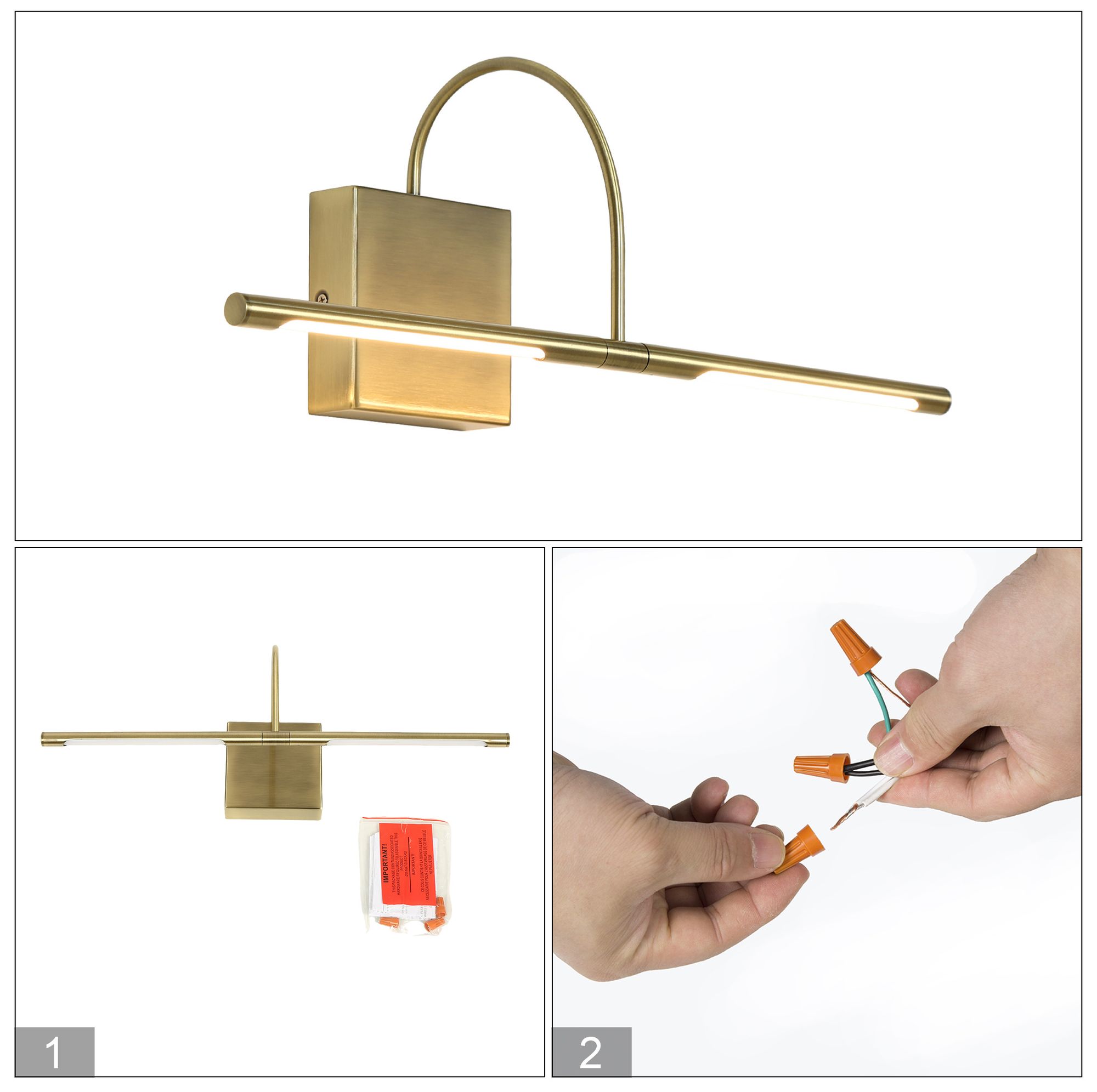Thumbnail4 of Cambria Modern Brass 20.3" Integrated LED Picture Light Wall Sconce more views