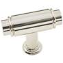 Cambria Polished Nickel 1 3/4" Wide T-Bar Small Cabinet Knob
