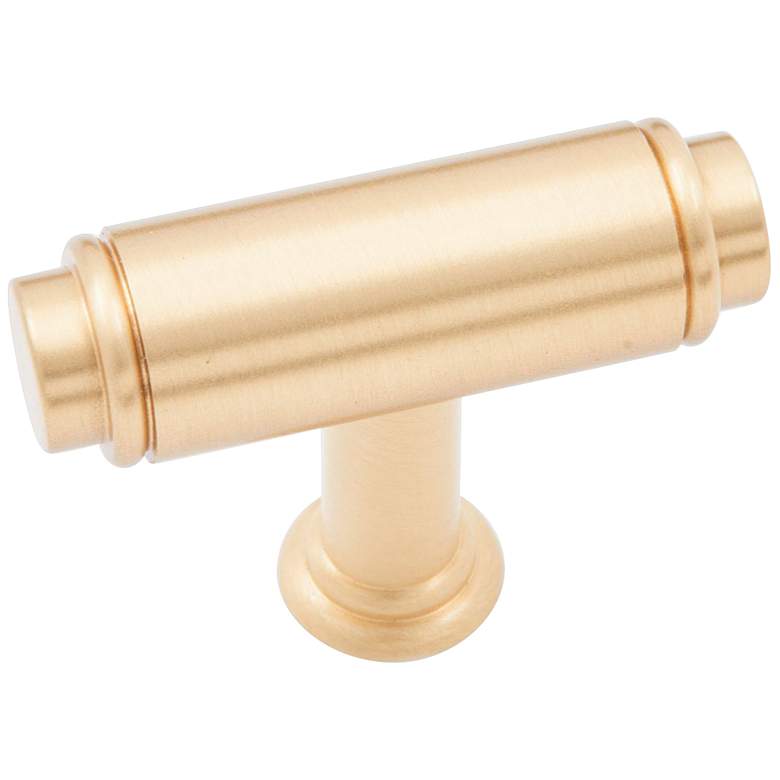 Image 1 Cambria Satin Brass 1 3/4" Wide T-Bar Large Cabinet Knob