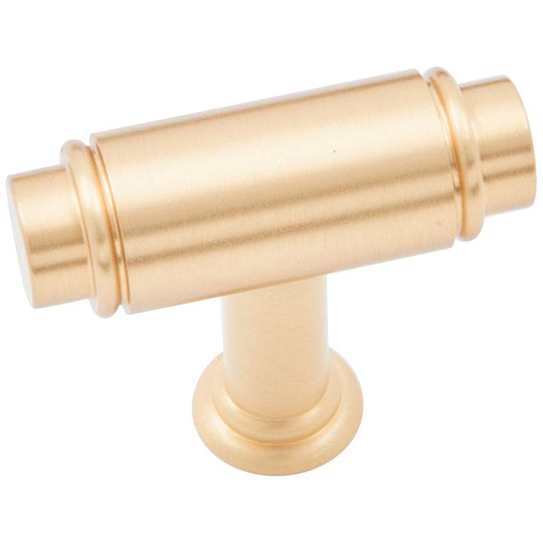 Image 1 Cambria Satin Brass 1 3/4" Wide T-Bar Small Cabinet Knob
