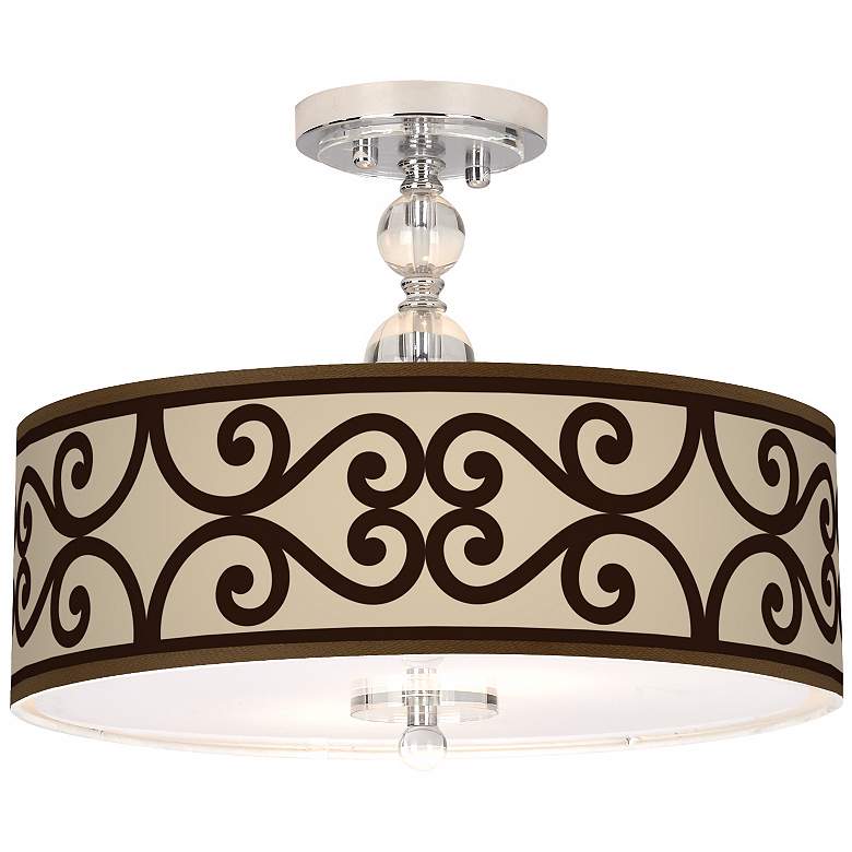Image 1 Cambria Scroll Giclee 16 inch Wide Semi-Flush Ceiling Light