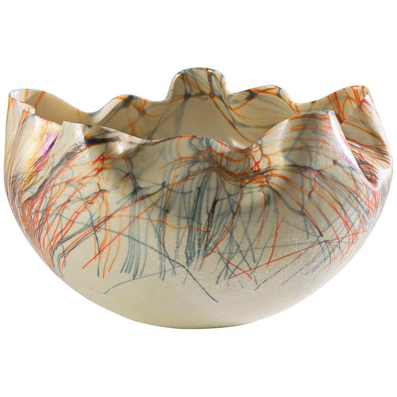 Image 1 Cambrian 17 1/2" Wide Orange Blue Handcrafted Murano Art Glass Bowl