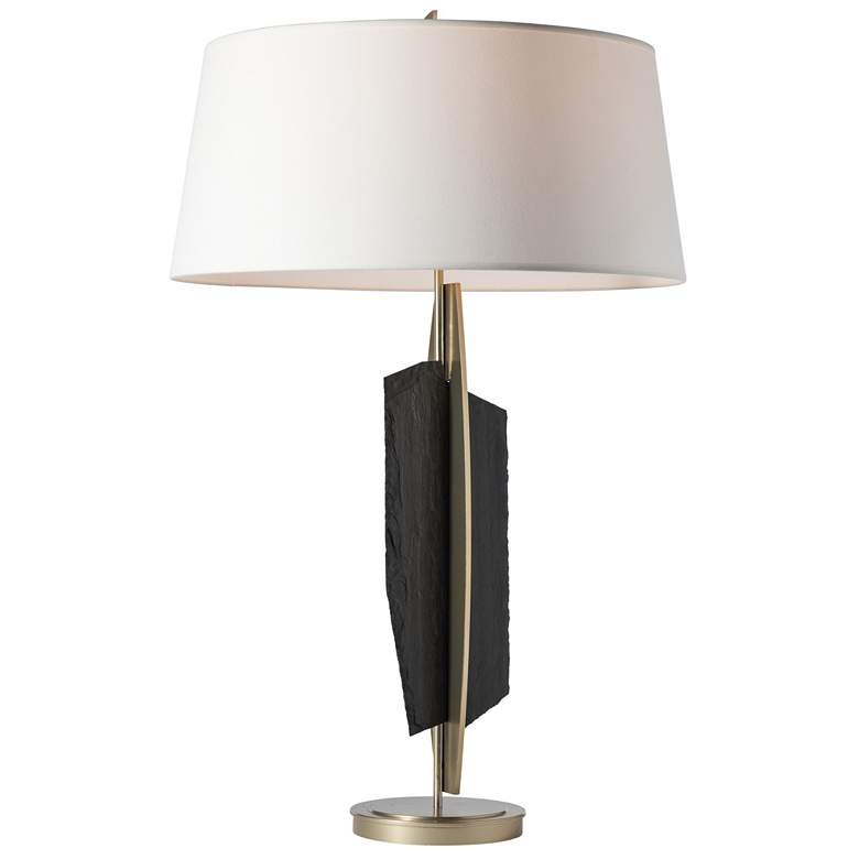 Image 1 Cambrian 35.3"H Slate Accent Modern Brass Table Lamp w/ Natural Anna S