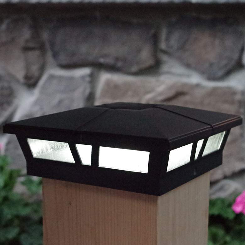 Image 2 Cambridge 2 3/4 inch High Black Outdoor Solar LED Post Cap more views