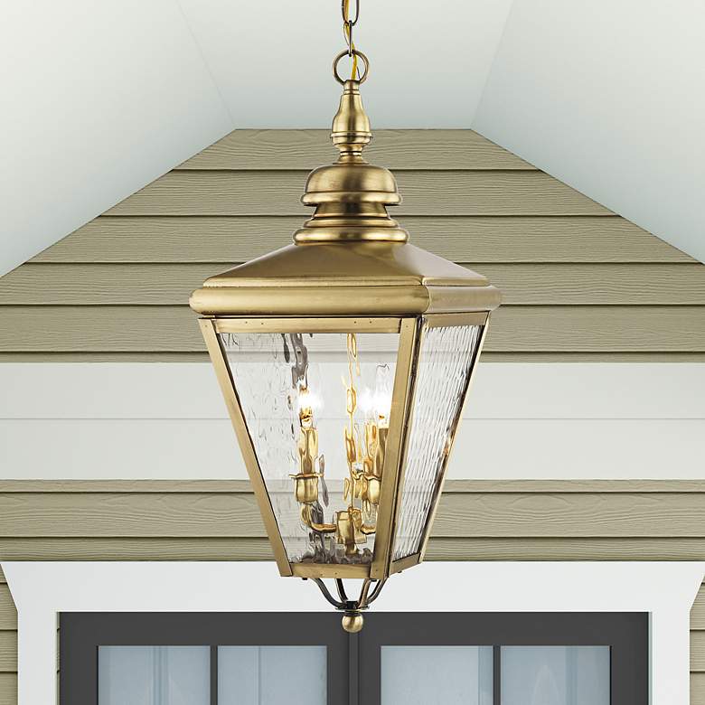 Image 1 Cambridge 25 1/4" High Antique Brass Outdoor Hanging Light