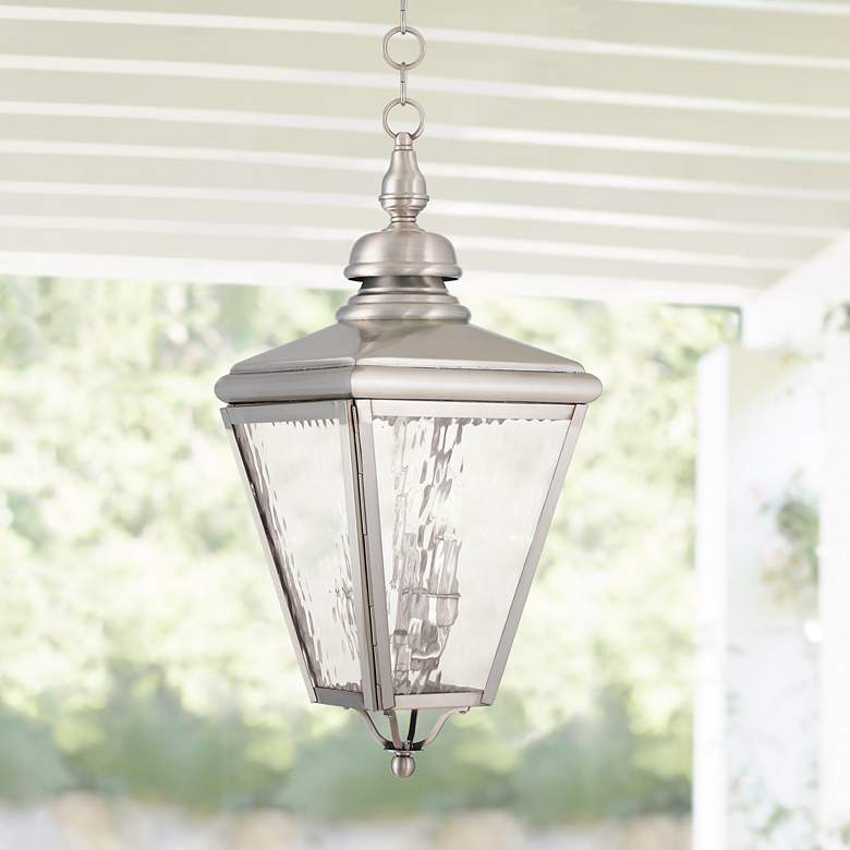Image 1 Cambridge 25 1/4" High Brushed Nickel Outdoor Hanging Light