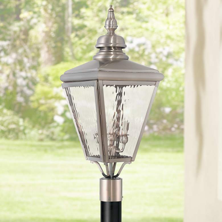 Image 1 Cambridge 26 3/4" High Brushed Nickel Outdoor Post Light