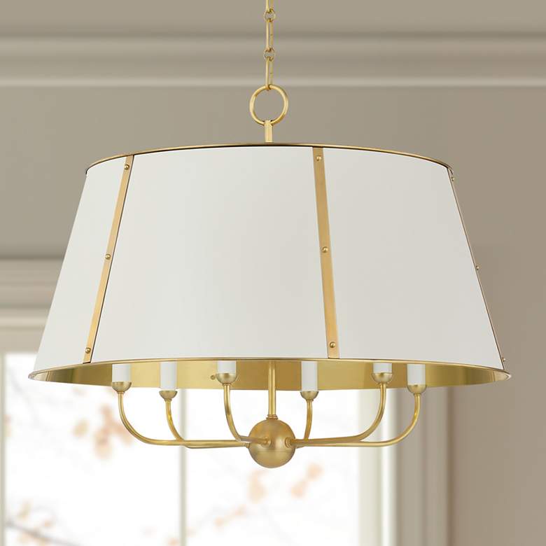 Image 1 Cambridge 28 1/4 inch Wide Aged Brass 6-Light Chandelier