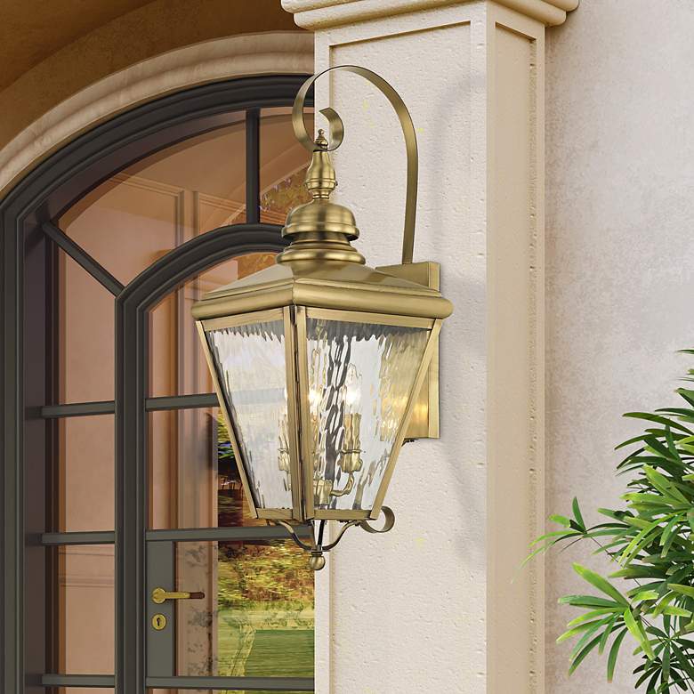 Image 1 Cambridge 29" High Antique Brass Outdoor Wall Light
