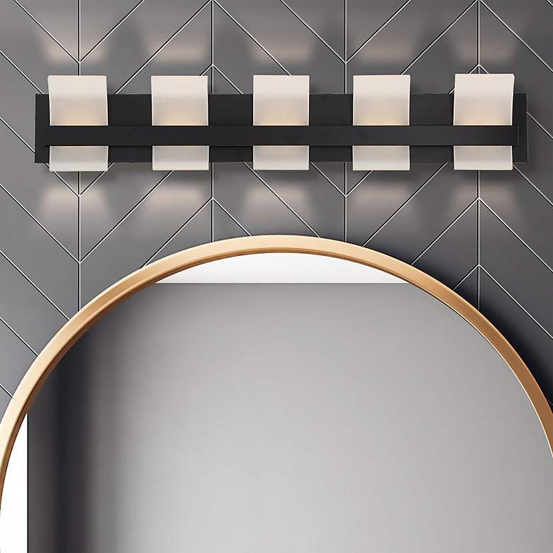 Image 1 Cambridge 36 1/4" Wide Matte Black 5-Light LED Bath Light