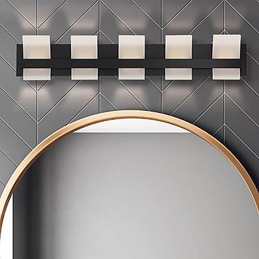 Cambridge 36 1/4" Wide Matte Black 5-Light LED Bath Light