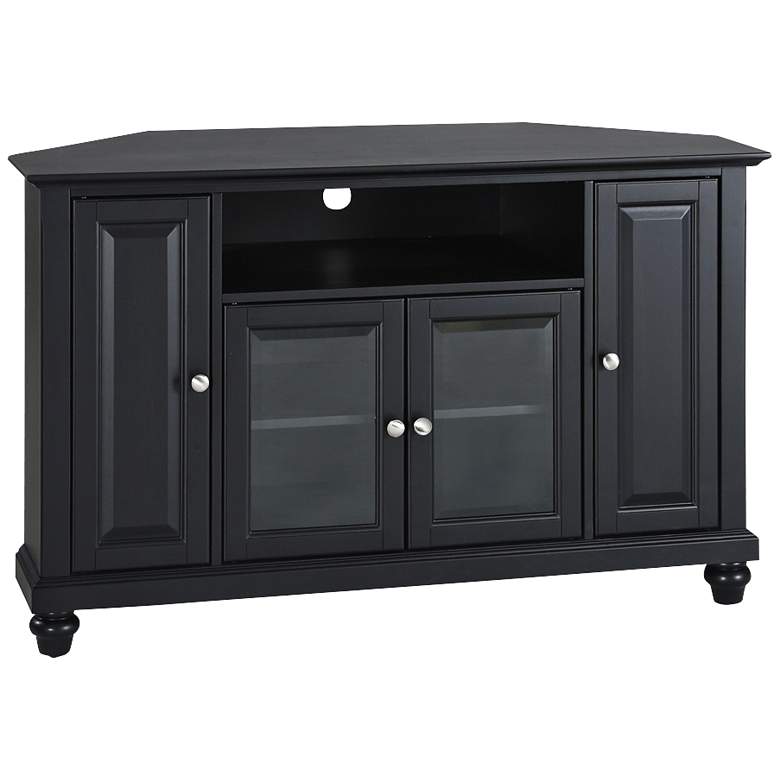 Image 1 Cambridge 48 inch Wide 4-Door Black Finish Corner TV Stand